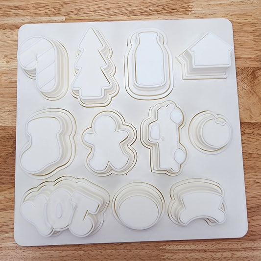 Set of 9 Christmas Cake Pop Cutters with organizing plate