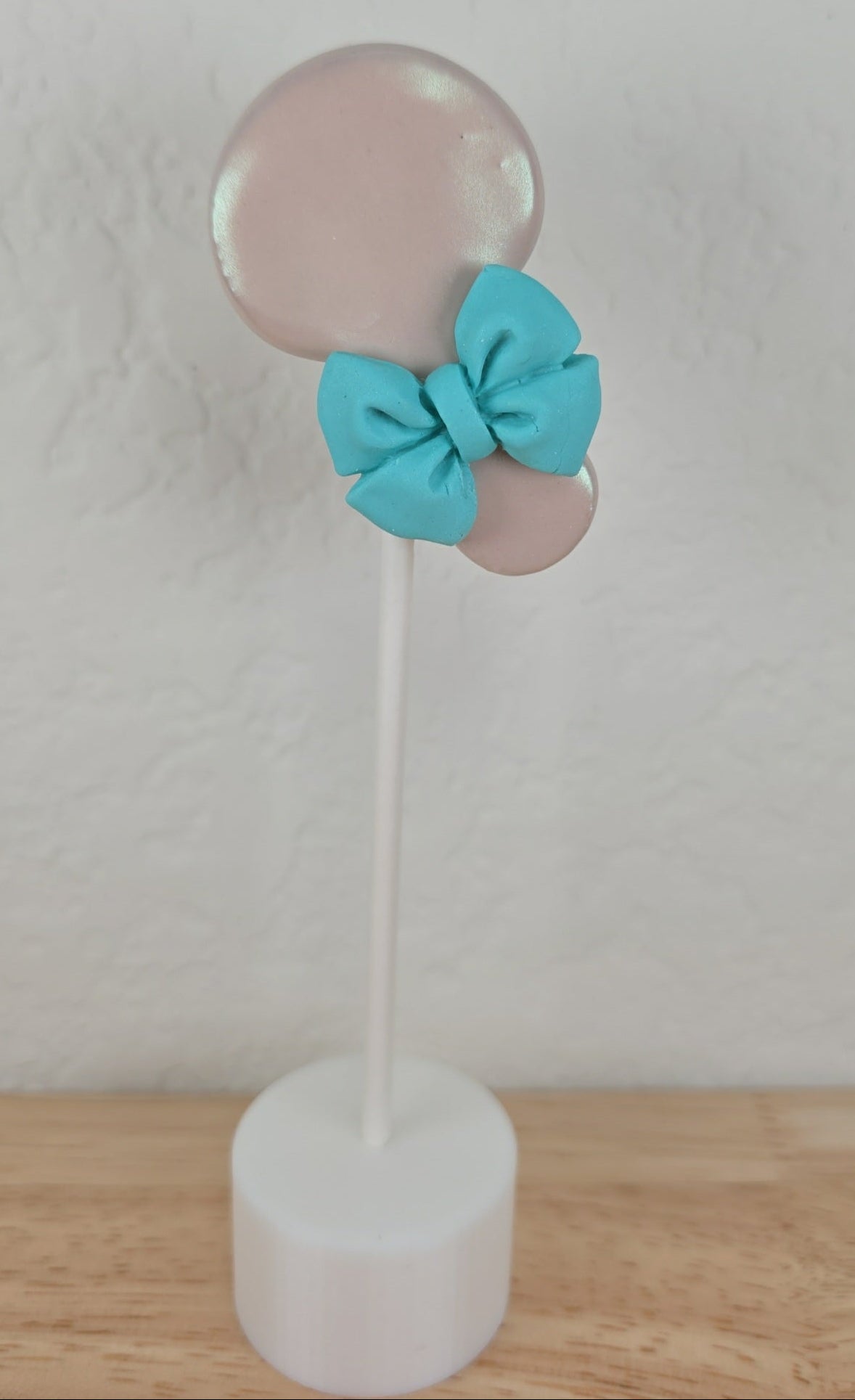 Baby rattle cake pop with Blue bow