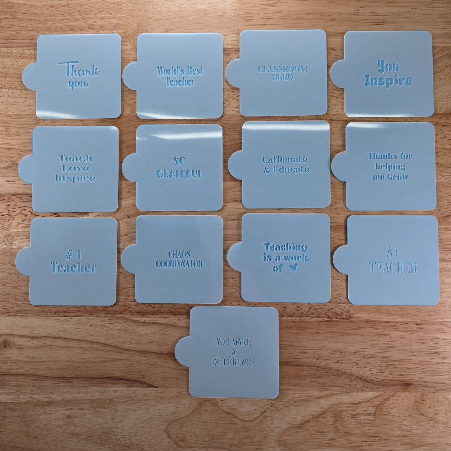 Teacher Appreciation Sayings Stencil Set – Mini Phrase Stencils for Cake Pops & Cookies
