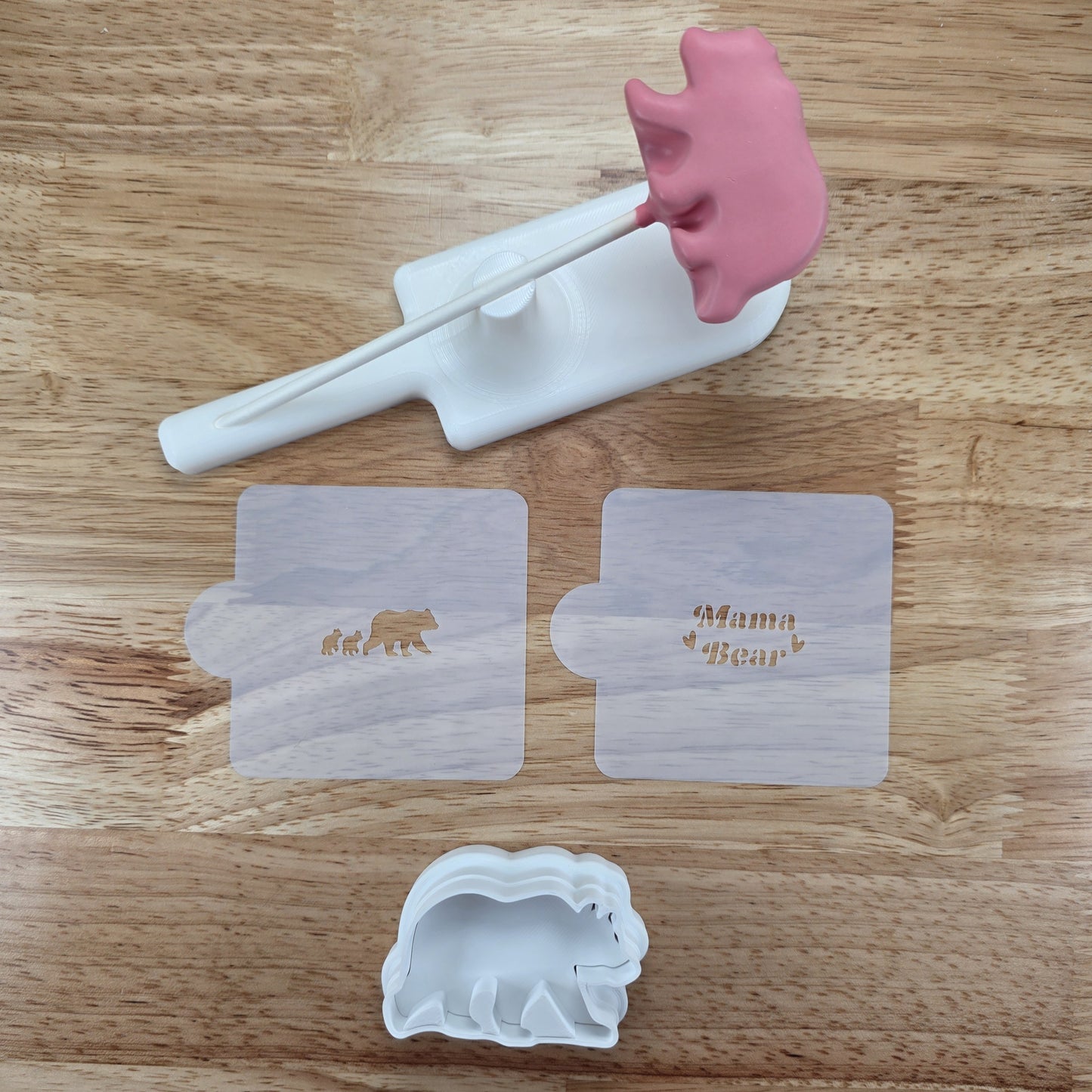 Bear Cake Pop Cutter | Mama Bear Cake Pops | Mother’s Day Cake Pop Design | Bear Dessert Mold | Floral & Cub Stencil Options