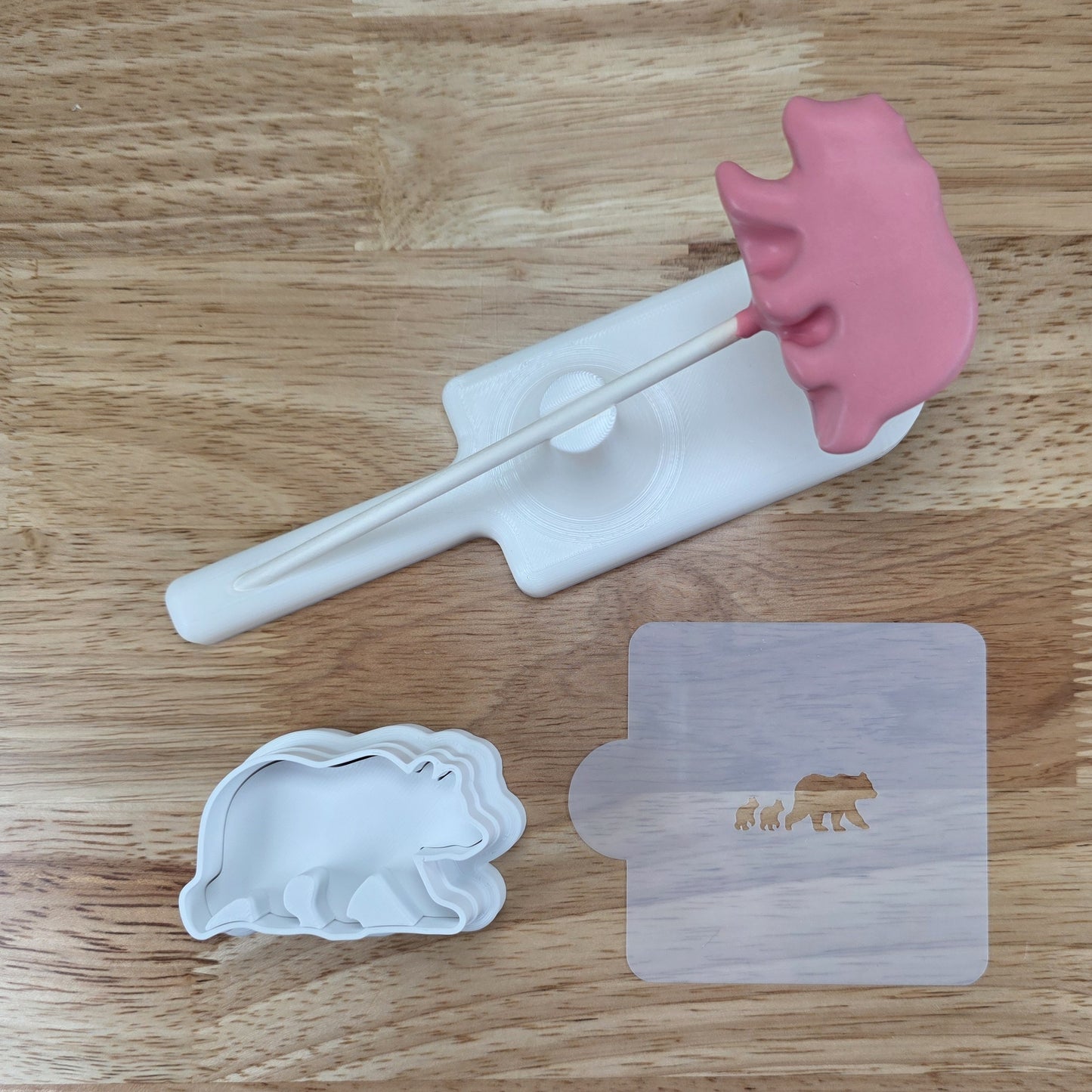 Bear Cake Pop Cutter | Mama Bear Cake Pops | Mother’s Day Cake Pop Design | Bear Dessert Mold | Floral & Cub Stencil Options