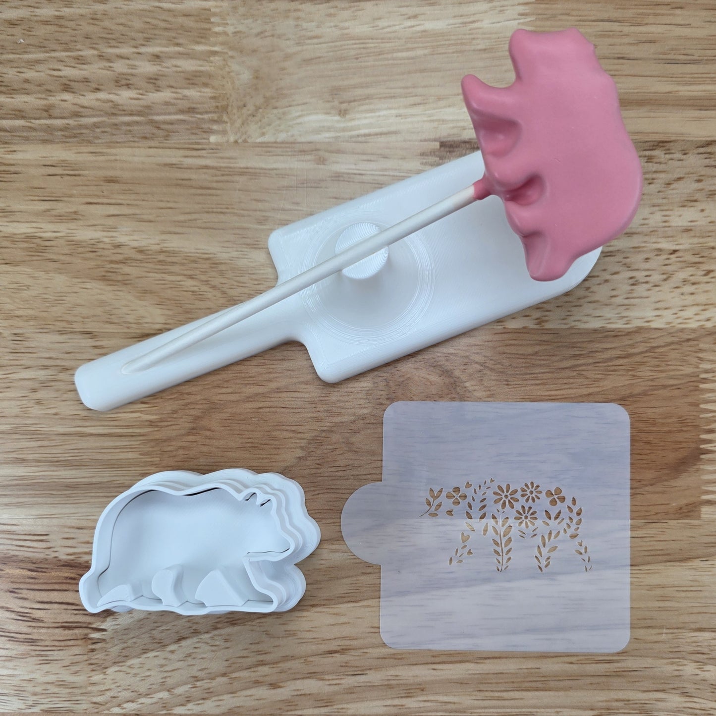 Bear Cake Pop Cutter | Mama Bear Cake Pops | Mother’s Day Cake Pop Design | Bear Dessert Mold | Floral & Cub Stencil Options