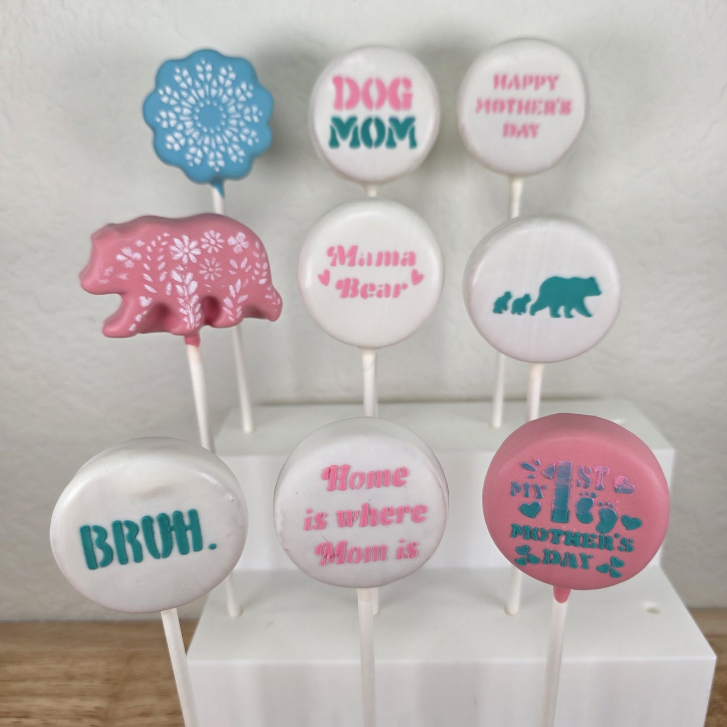 Mother's Day Cake Pop Stencils – Lace, Mama Bear, Dog Mom Designs