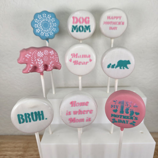 Mother's Day Cake Pop Stencils – Lace, Mama Bear, Dog Mom Designs