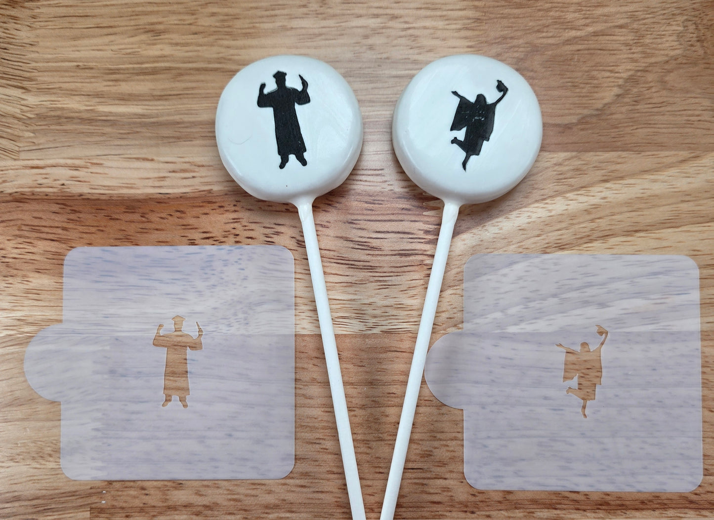 Graduation Silhouette Stencil Set | Boy & Girl Grad Cake Pop Stencils | Full Body Graduate Designs