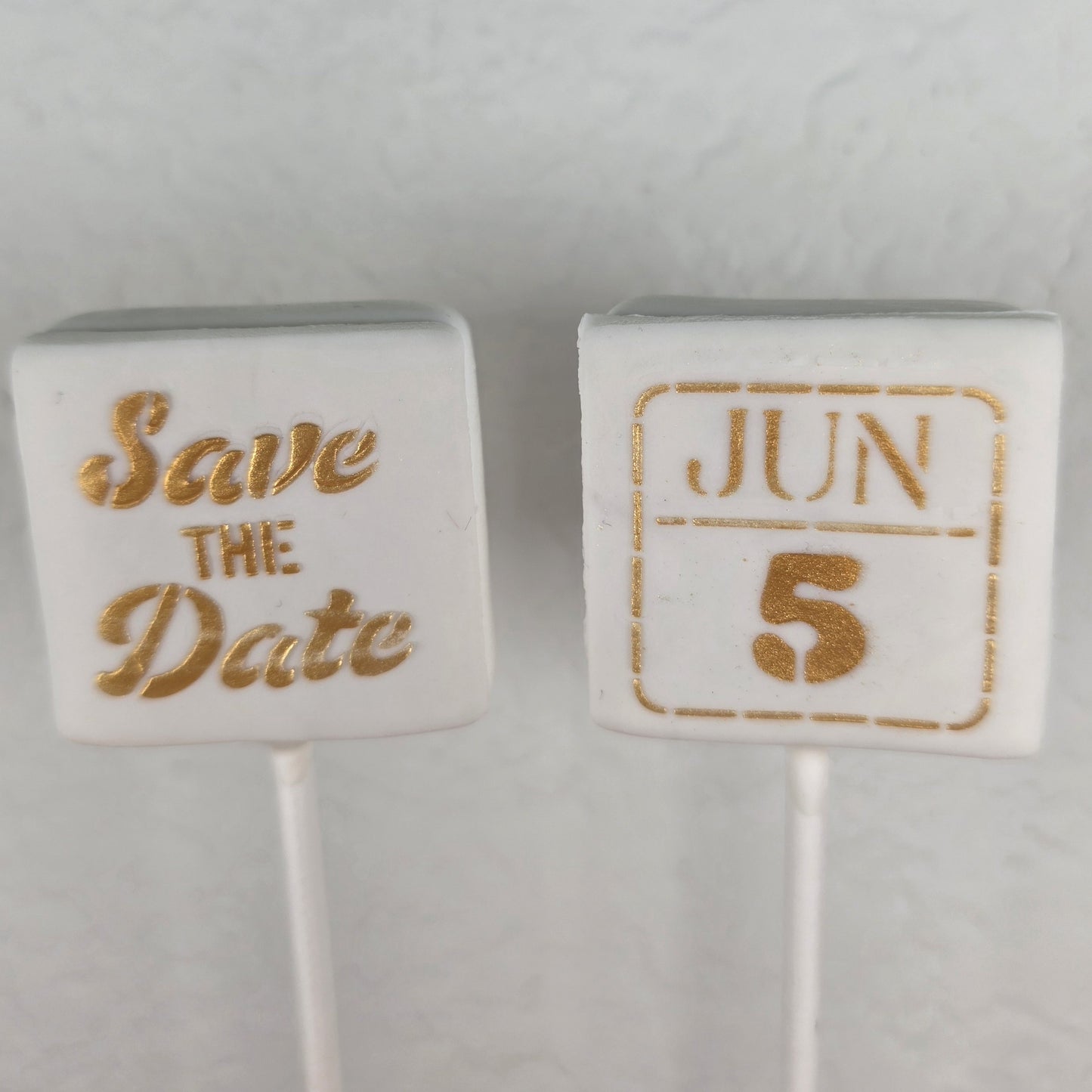 Save the Date Stencil Set cake pops and small treats