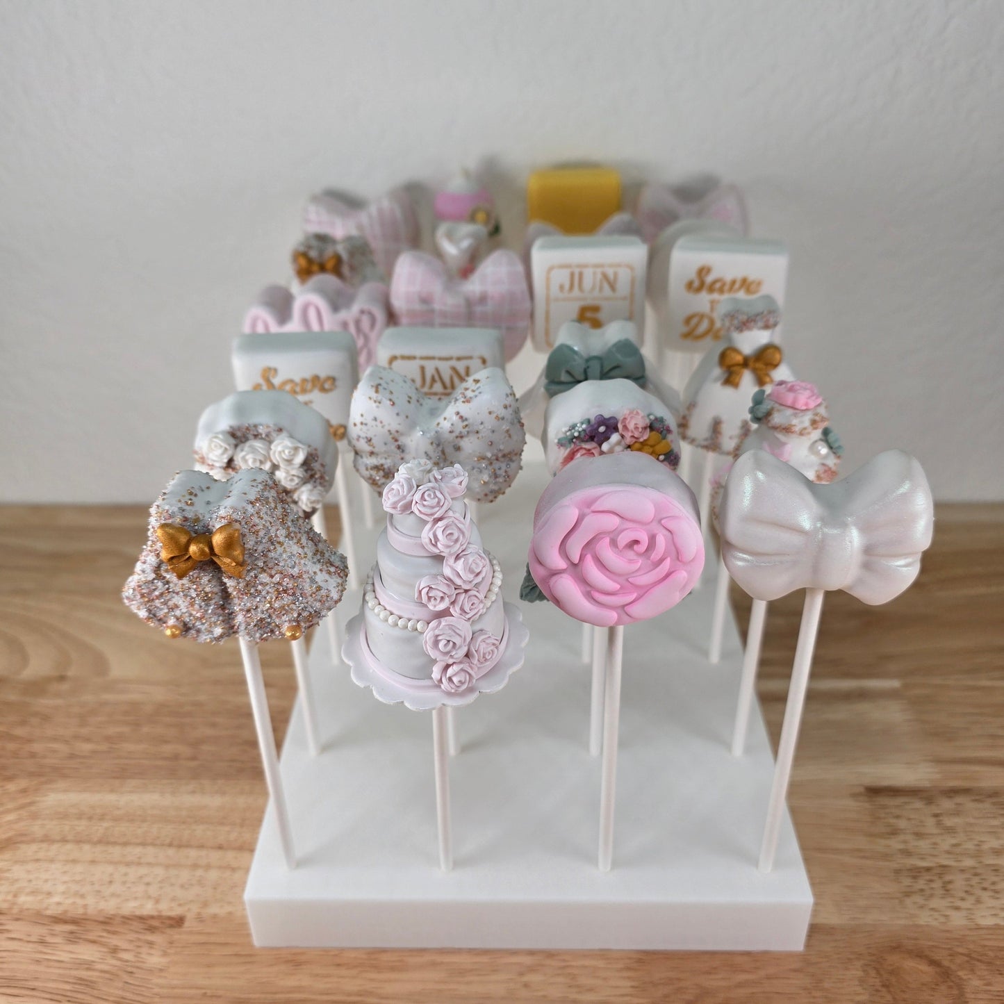 White cake pop drying rack 24 hole - 3D printed dessert table display