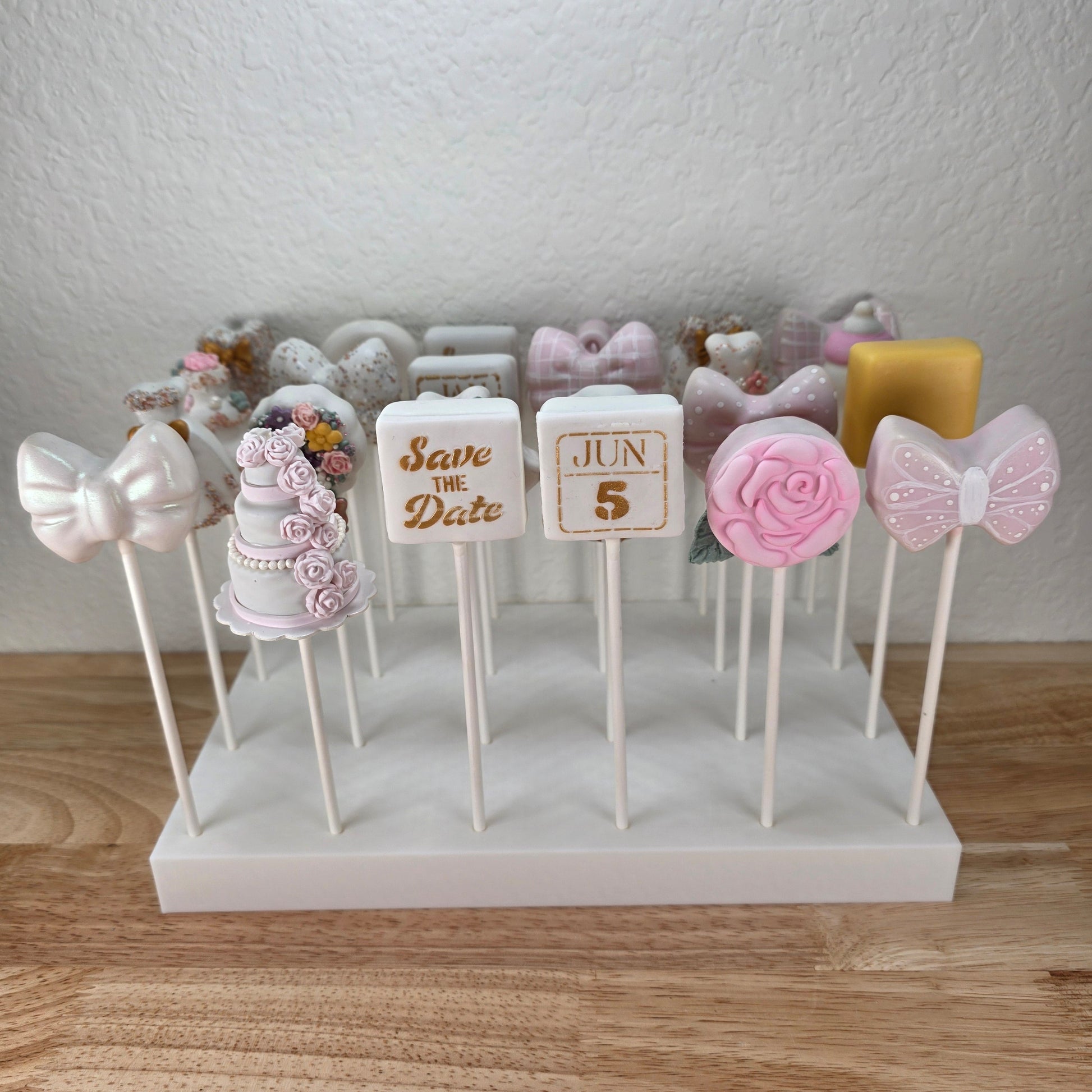White cake pop drying rack 24 hole - 3D printed dessert table display