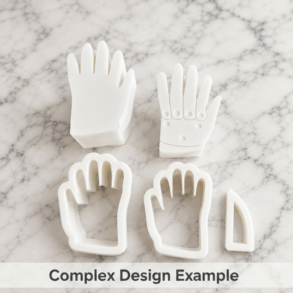 Glove cake po cutter with fondant press and cutters for Slasher Film themes