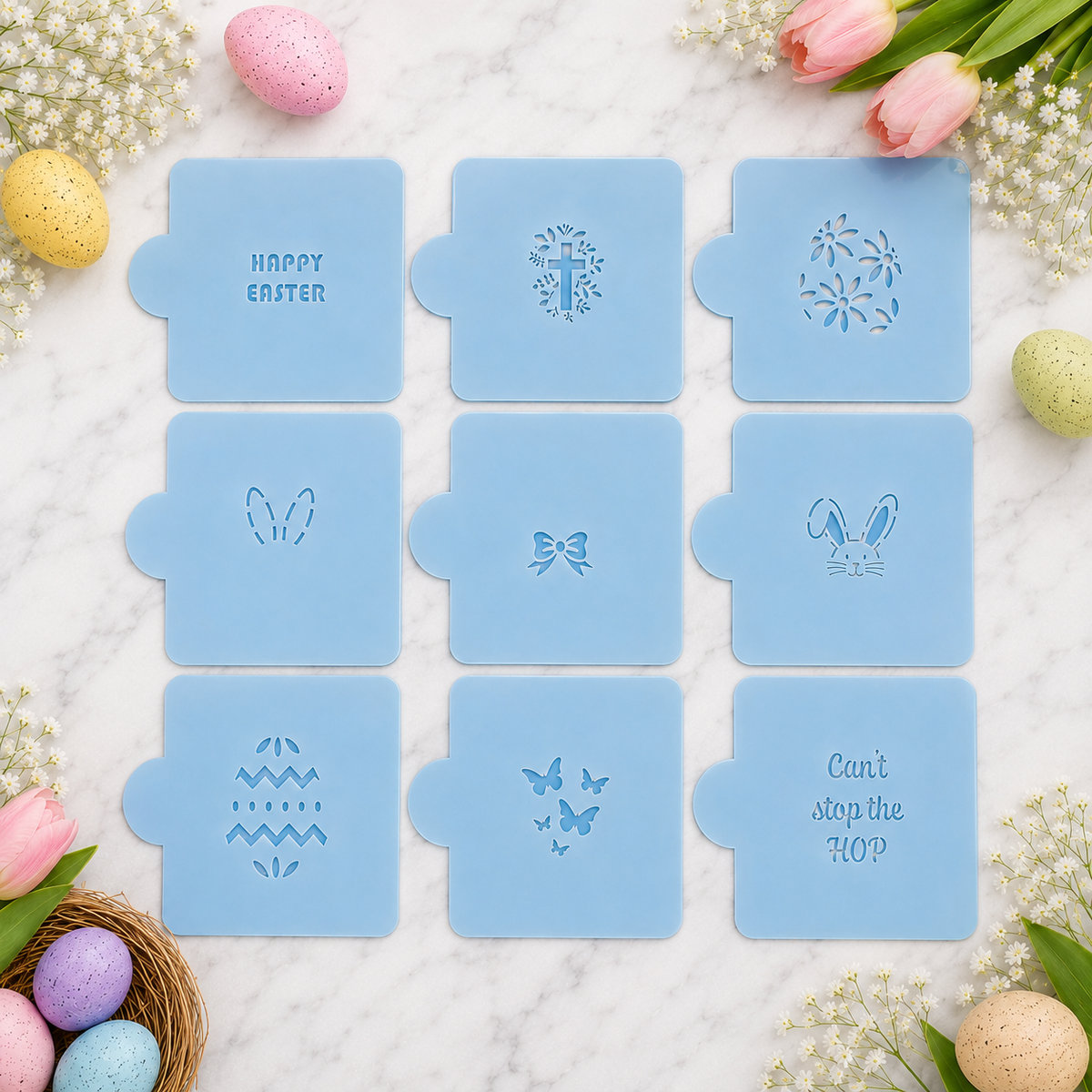 Easter Egg Stencil Set – 9 Piece Cake Pop Stencil Collection