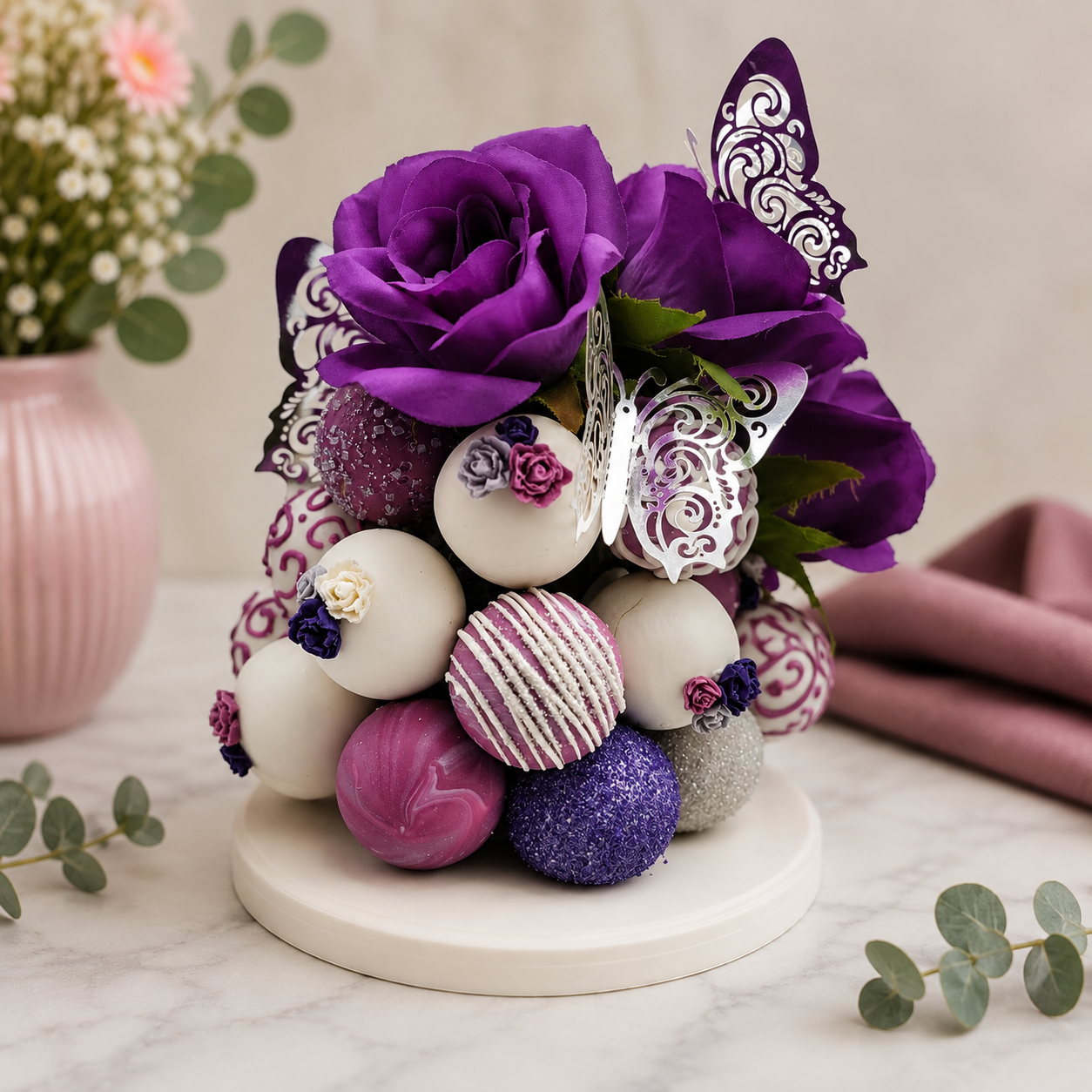 Flower Bouquet Cone Cake Pop Tower Stand Candy Kebab Stand Candy display Cake pop display