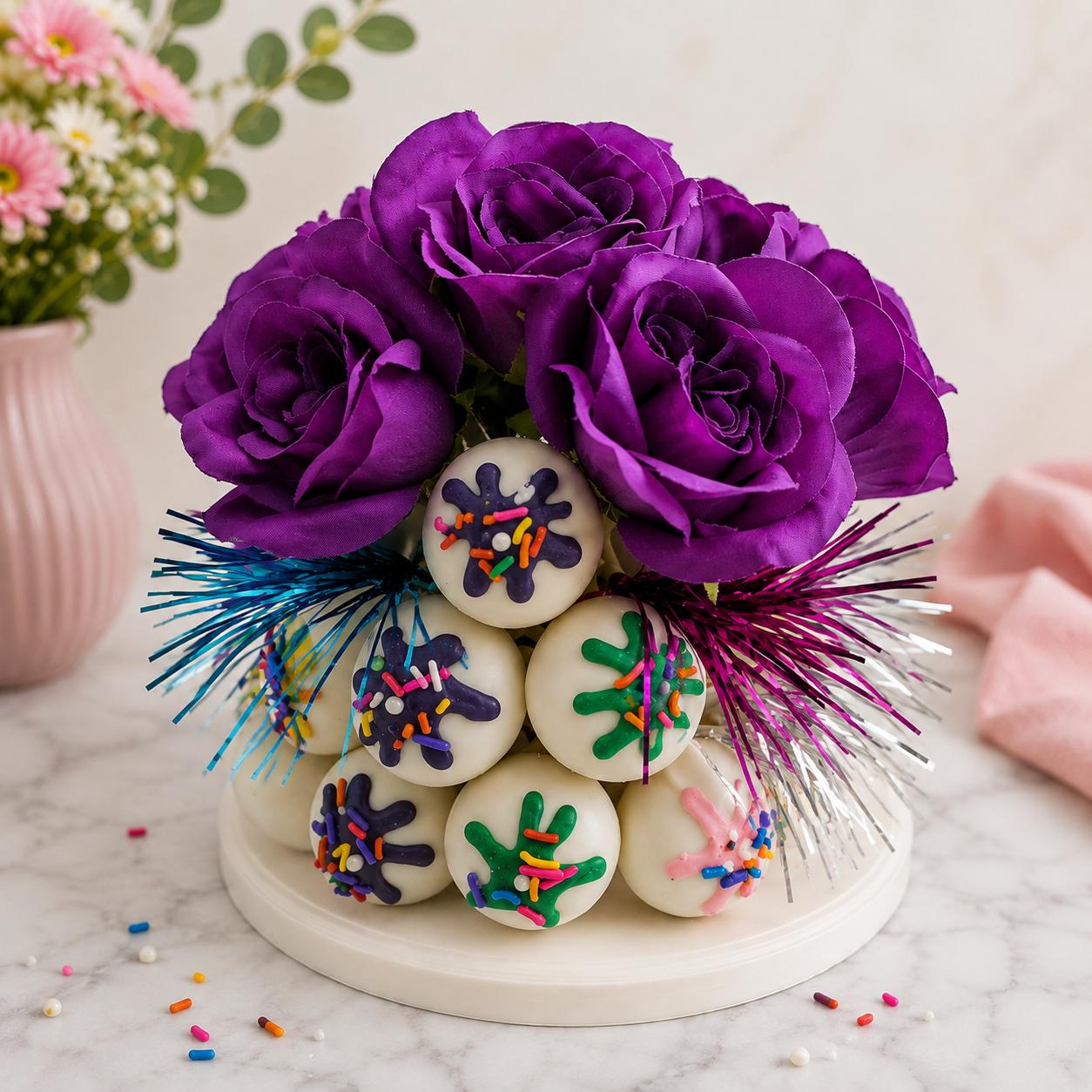 Flower Bouquet Cone Cake Pop Tower Stand Candy Kebab Stand Candy display Cake pop display