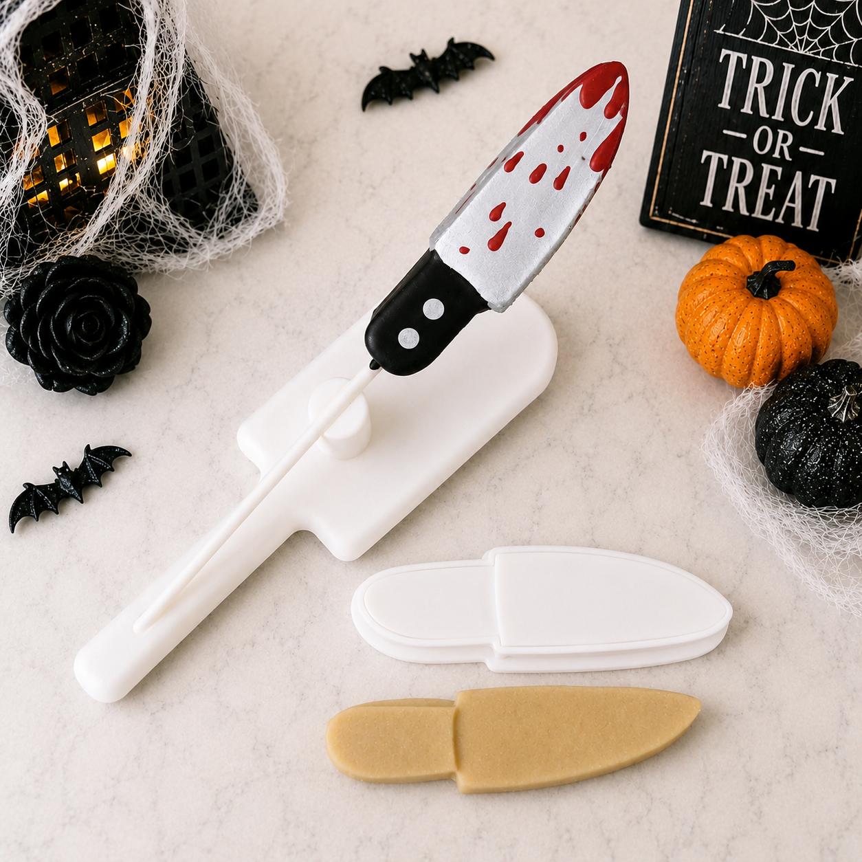 Halloween Knife cake pop with cake pop cutter and cut out dough