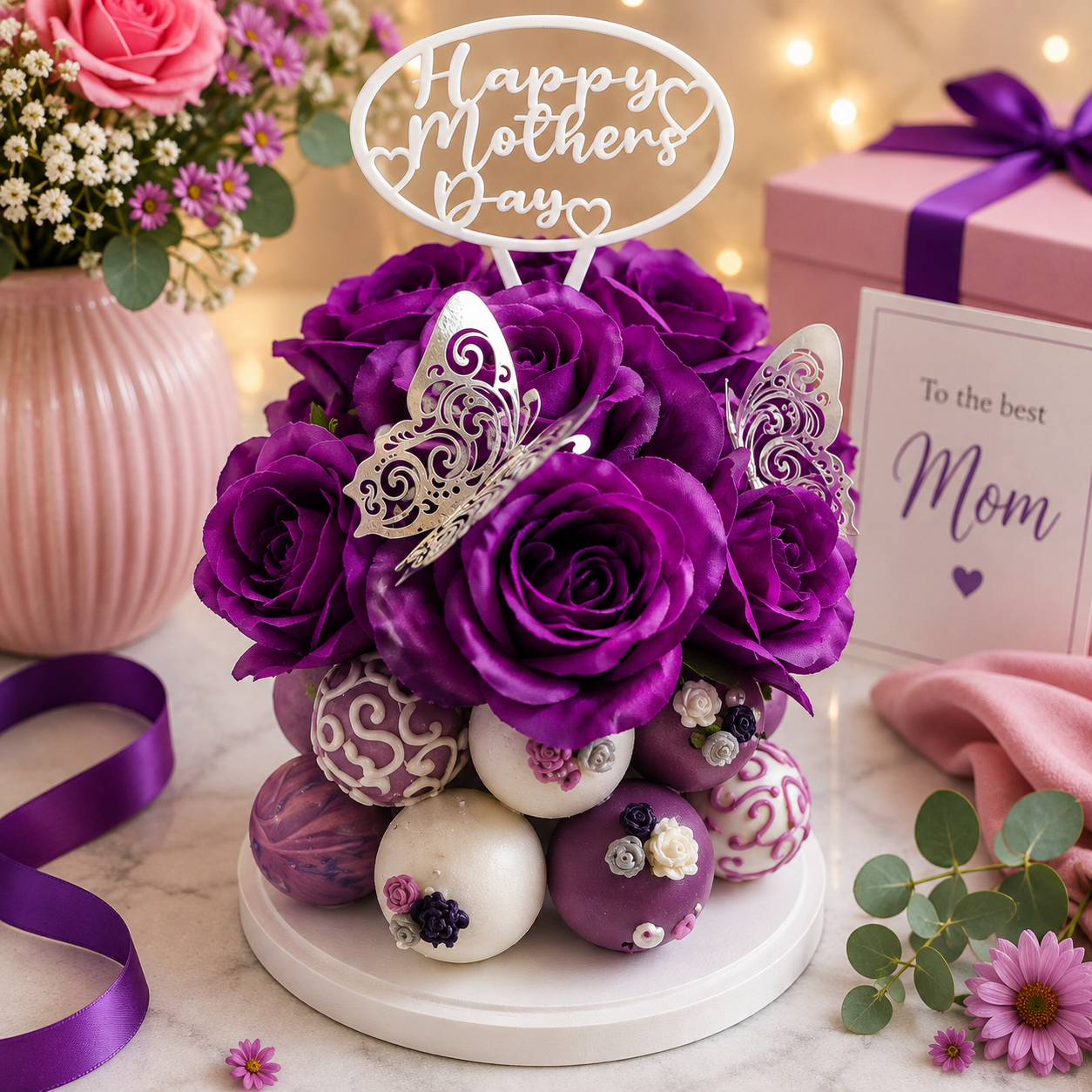Flower Bouquet Cone Cake Pop Tower Stand Candy Kebab Stand Candy display Cake pop display