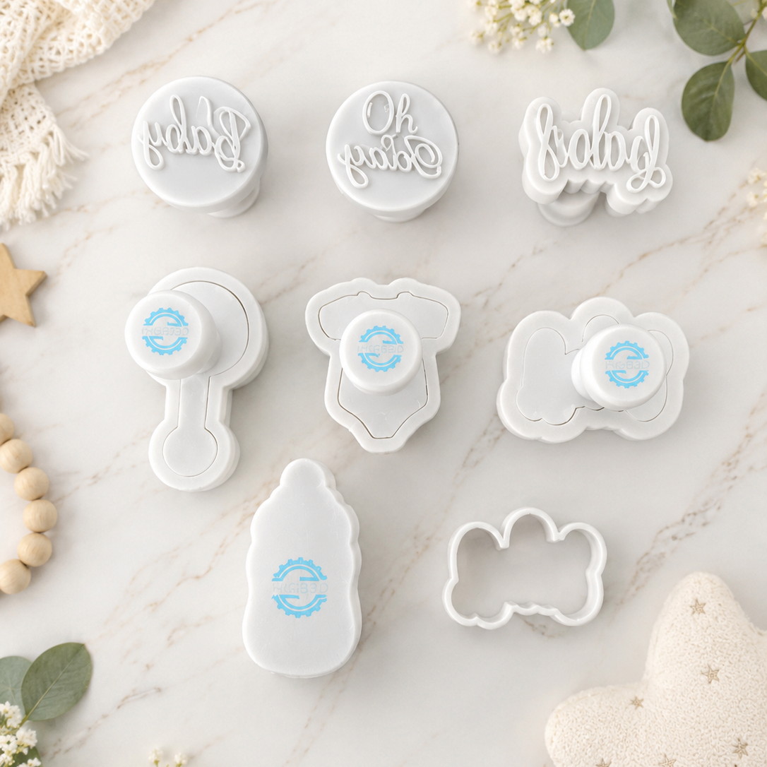Set f baby themed cake po cutters and embosser stamps