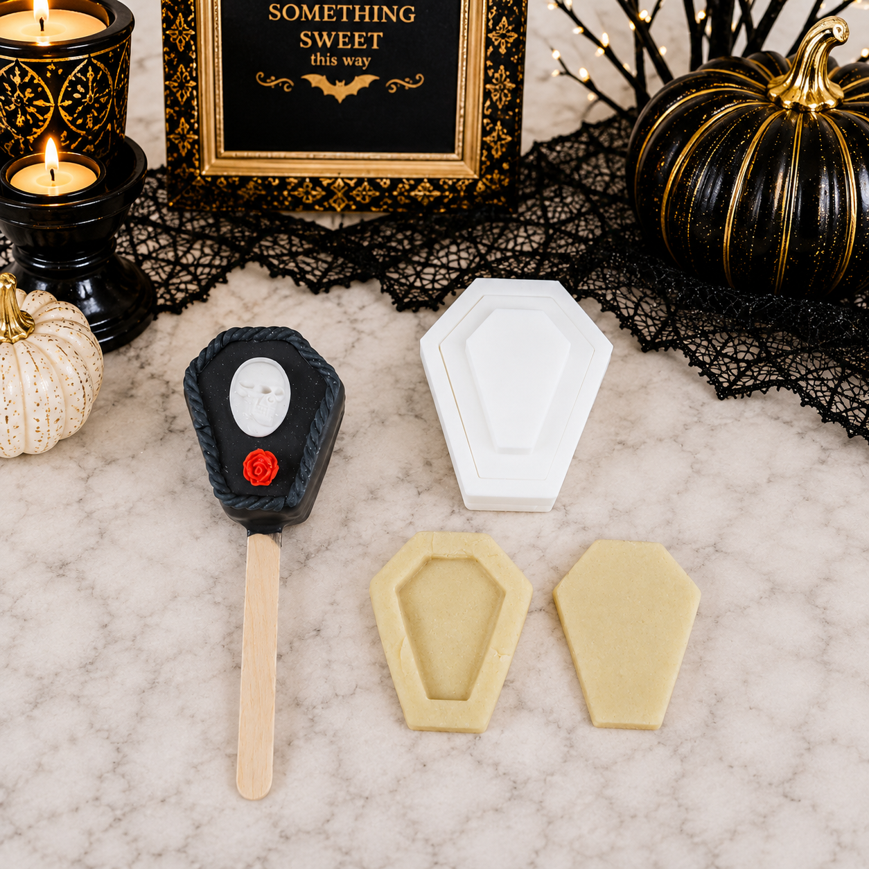 Stuffed Coffin Cakesicle Cutter with Indent Plunger