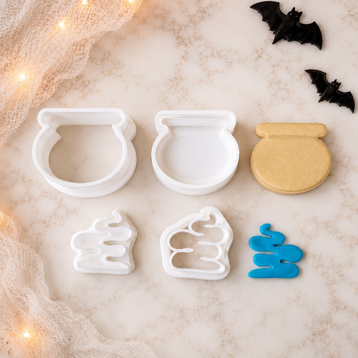 Cauldron Cake Pop Cutter with Matching Plunger and Fondant Smoke Cutter