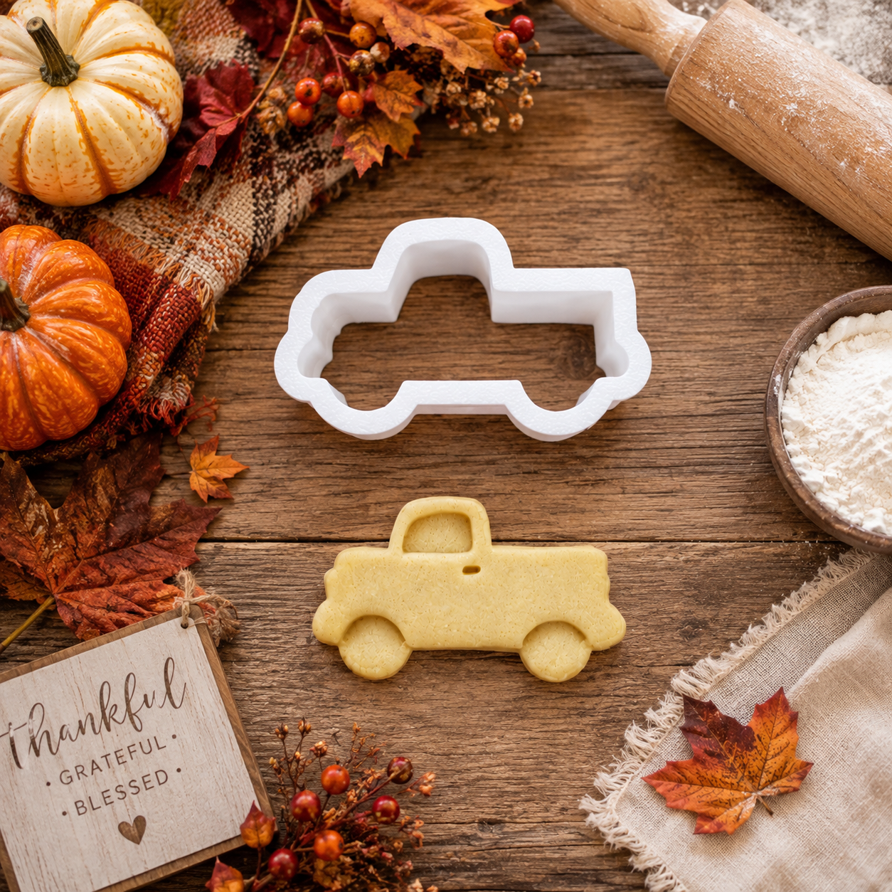 Pickup Truck Cake Pop Cutter and Detail Stamp with Plunger | Vintage Farm Truck | Fall, Thanksgiving and Christmas Desserts