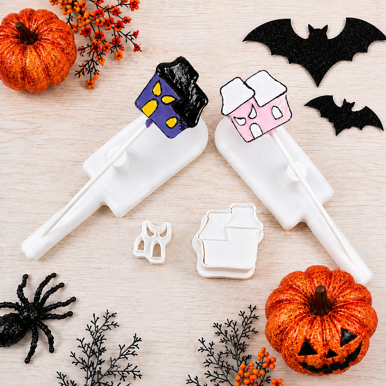 Haunted House Cake Pop Cutter with Matching Plunger and Fondant Cutter