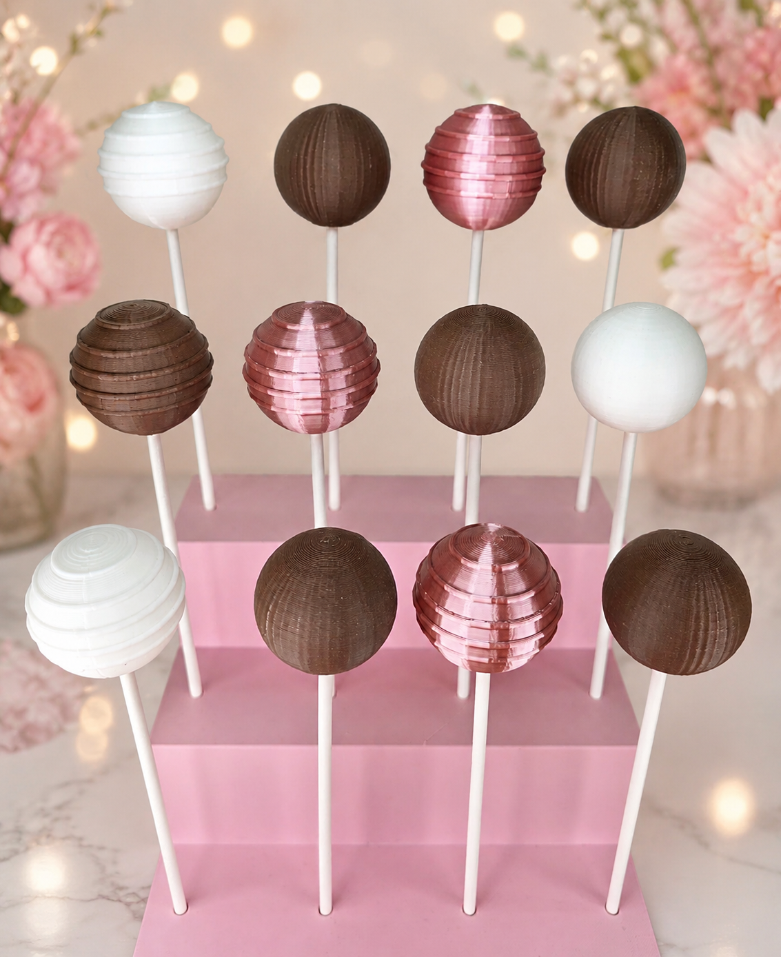 Fake Cake Pops Set of 6 Cake Balls 6 Faux 3D Printed Cake pops Plain 3D cake pops or balls undecorated Practice cake pops Dummy Cake Pops