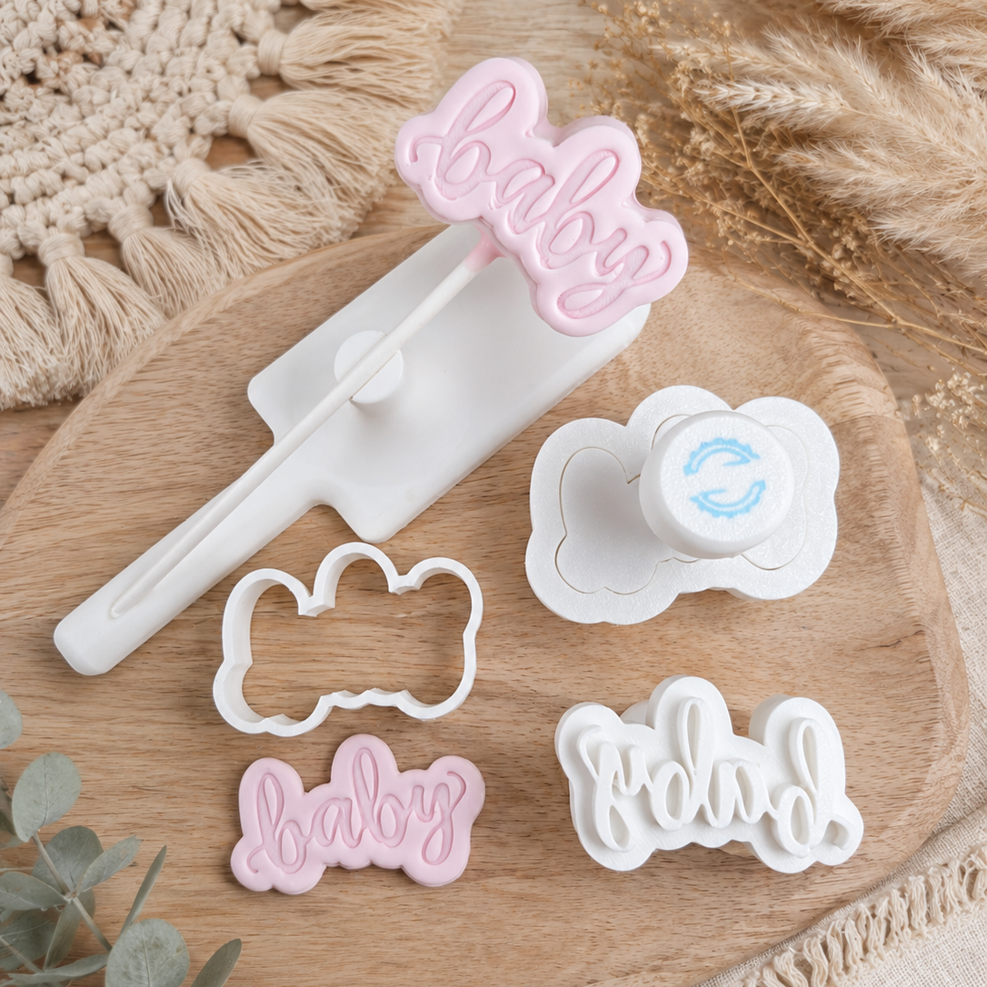Baby cake pop with cutter, Embossing stamp and Fondant cutter